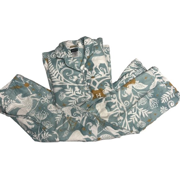 Pottery Barn Teen Harry Potter Organic Cotton Flannel Pajamas Mystic Mint L - Picture 1 of 9